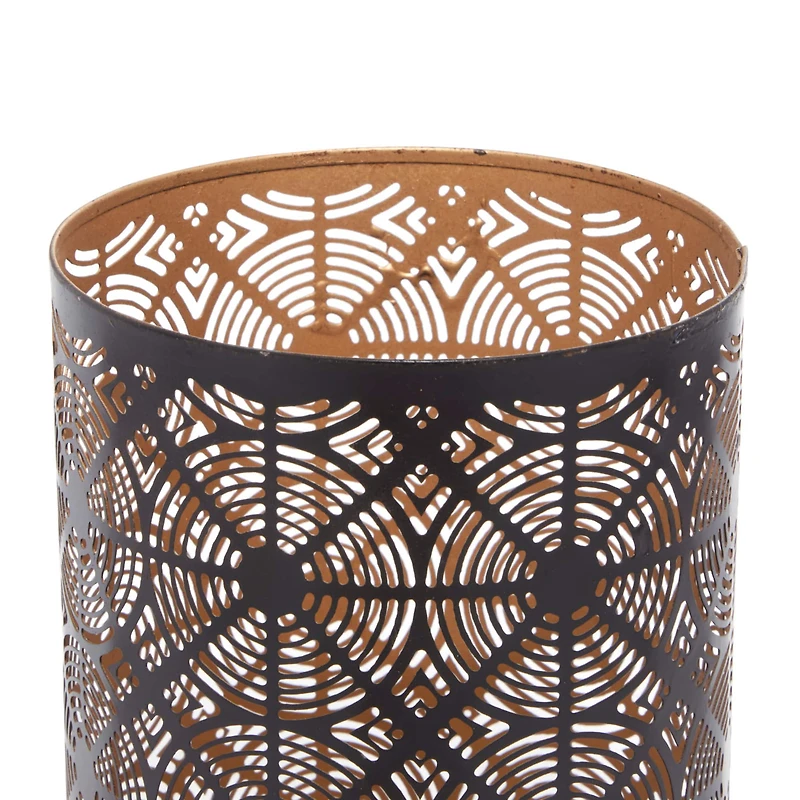 Set of 3" Brown Metal Eclectic Lantern, 12", 10", 6"