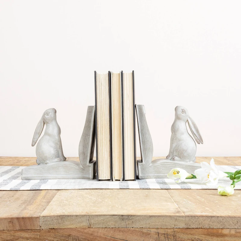 Hello Honey® 6" White Finish Bunny Rabbit Bookends Set