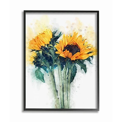 Stupell Industries Watercolor Sunflower Arrangement Wall Art in Frame