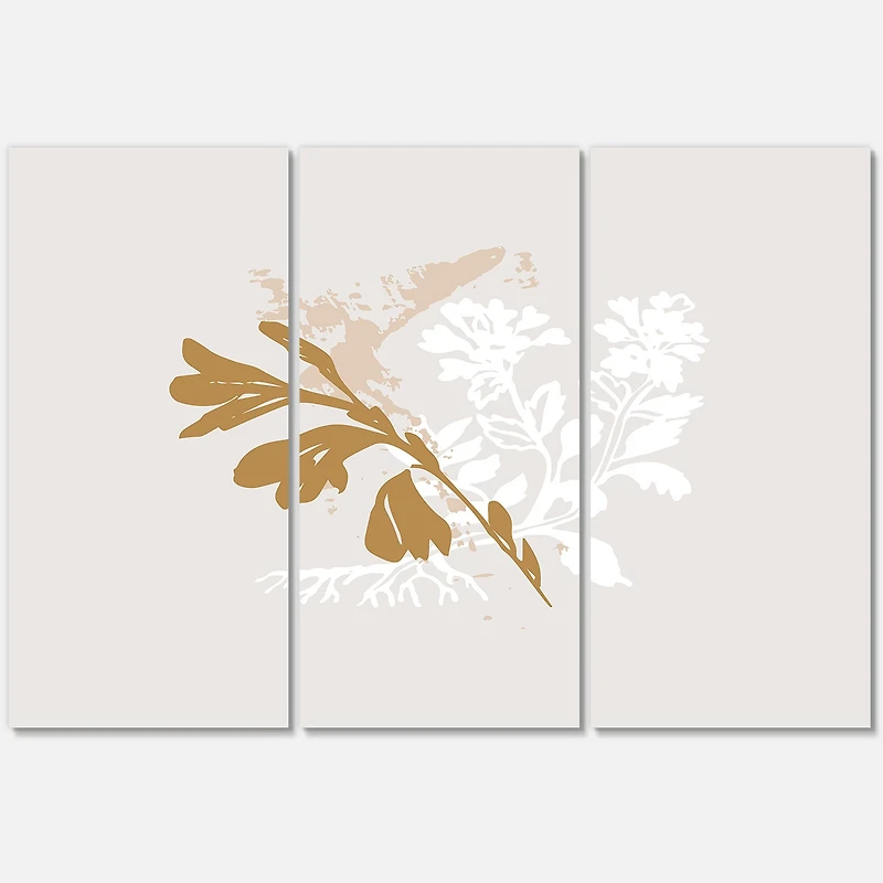 Designart - Minimal Botanical Design In Brown and White