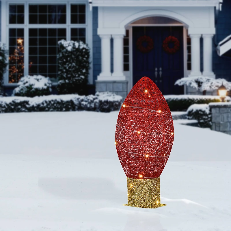 20" Pre-Lit LED Red Christmas Light Bulb Decoration