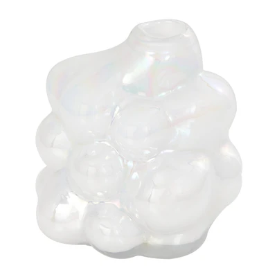 8" Clear Abstract Handmade Bubble Glass Vase