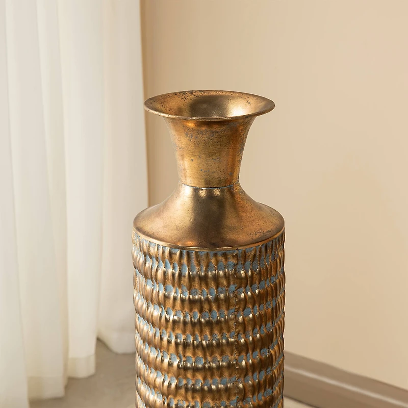Glitzhome®  Gold Embossed Verdigris Metal Floor Vases Set