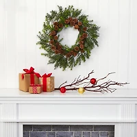 22" Cedar & Pinecone Artificial Wreath