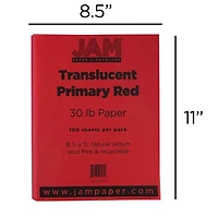 JAM Paper Translucent 8.5" x 11" 30lb. Primary Red Vellum Paper, 100 Sheets