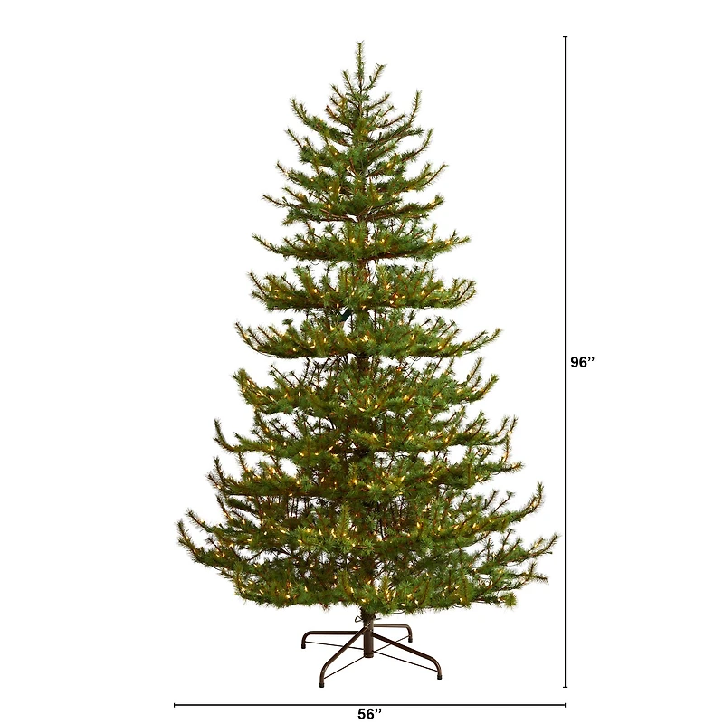 8ft. Pre-Lit Vancouver Mountain Pine Artificial Christmas Tree, Clear Lights