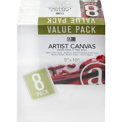 Art Advantage® 8 Pack 8" x 10" Visual Edge Value Pack Canvas