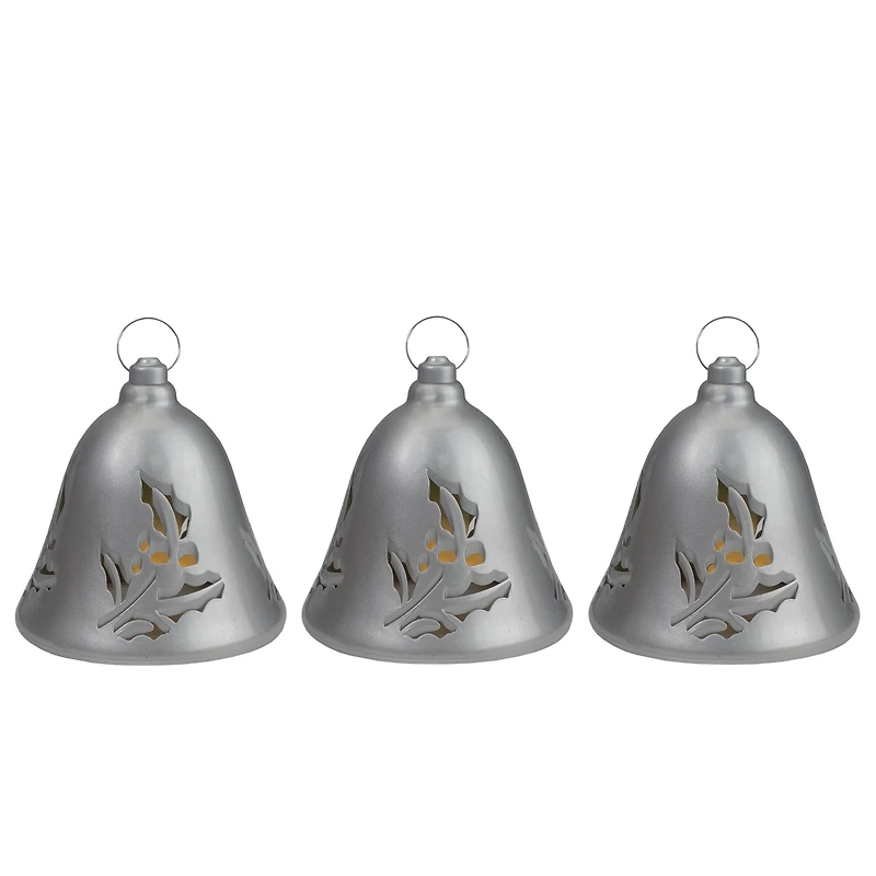 6.5" Musical Lighted Silver Bells Christmas Décor Set