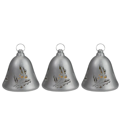 6.5" Musical Lighted Silver Bells Christmas Décor Set