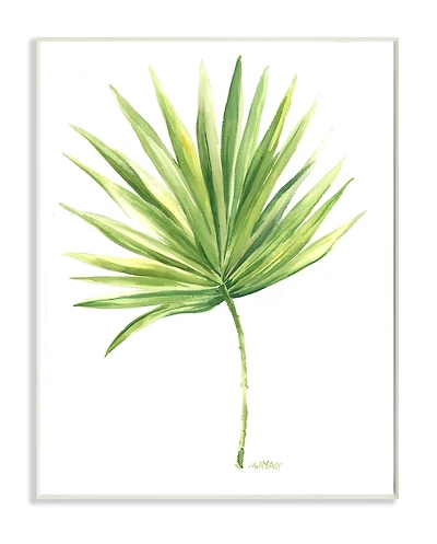 Stupell Industries Tropical Green Palm Fan Minimal on White Wall Plaque