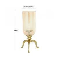 18" Gold Aluminum & Glass Traditional Candlestick Holder