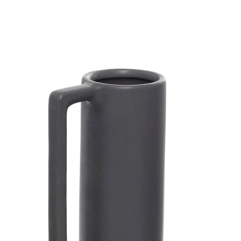 CosmoLiving by Cosmopolitan Set of 3 Dark Grey Ceramic Modern Vase, 17", 16", 16"