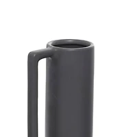 CosmoLiving by Cosmopolitan Set of 3 Dark Grey Ceramic Modern Vase, 17", 16", 16"