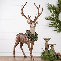 Deer with Wreath Figurine Set, 28" & 28.5"