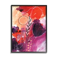 Stupell Industries Whimsical Florals Blooming Orange Pink Purple in Frame Wall Art