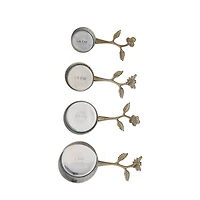 Hello Honey® Gold Finish Stainless Steel & Aluminum Measuring Cup Set with Leaf & Flower Handles
