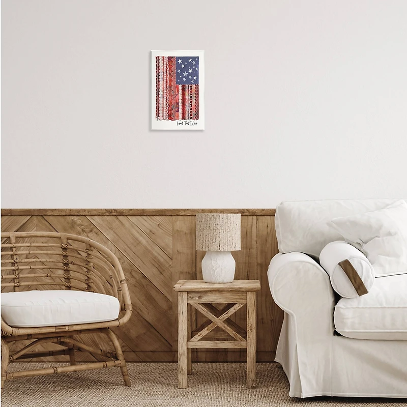 Stupell Industries Land That I Love Phrase Macram� American Flag Wall Plaque Art