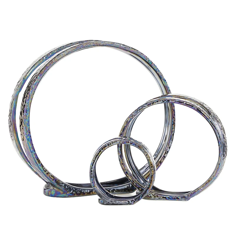 14" Silver Ceramic Glam Candlestick Holder Set