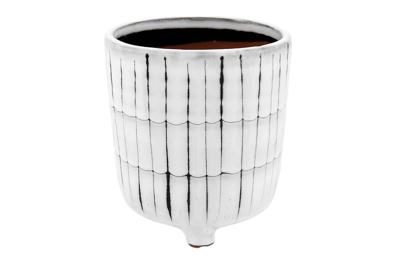 Hello Honey® 5" White & Black Terra Cotta Footed Planter
