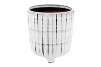 Hello Honey® 5" White & Black Terra Cotta Footed Planter