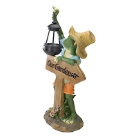 18" Country Frog with Lantern Outdoor Garden Statue