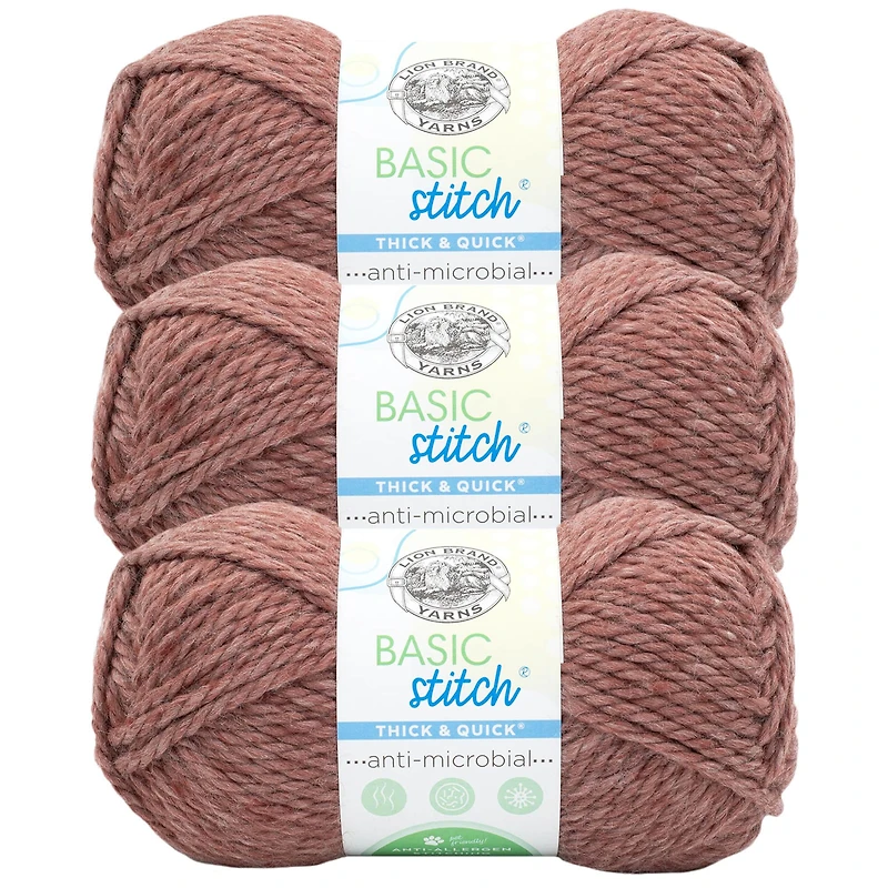 3 Pack Lion Brand® Basic Stitch Antimicrobial Thick & Quick Yarn