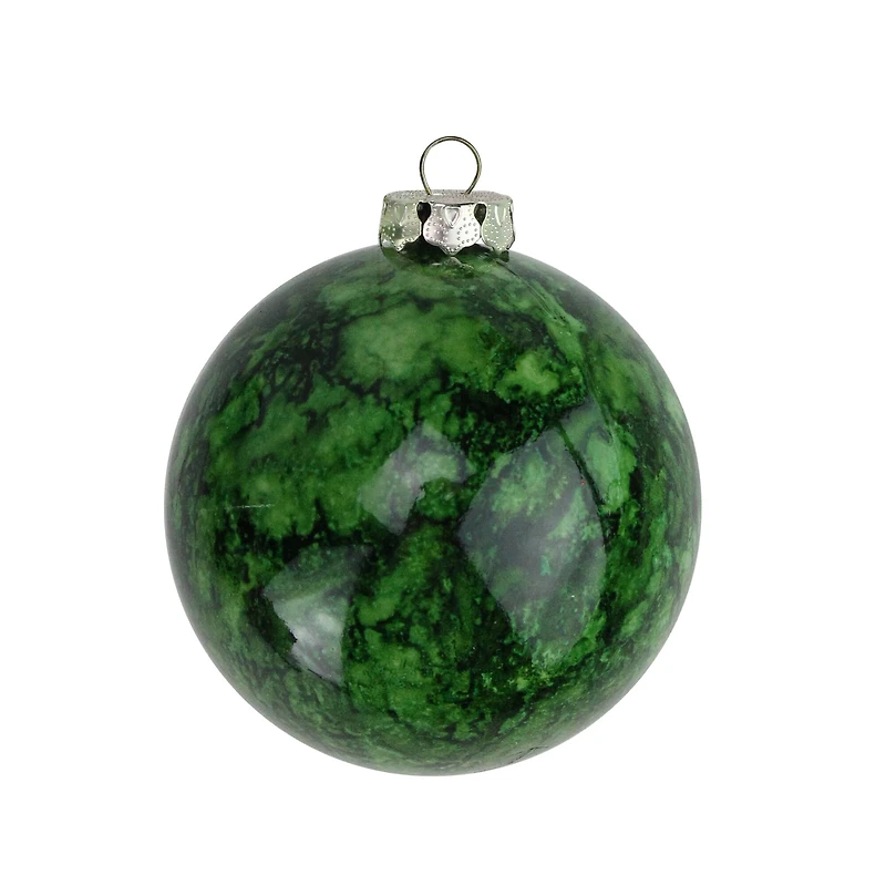 4ct Marbled Green Shatterproof Ball Ornaments