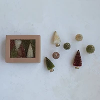 Hello Honey® Sisal Bottle Brush Tree Set with Gold Finish Wood Bases & Glitter