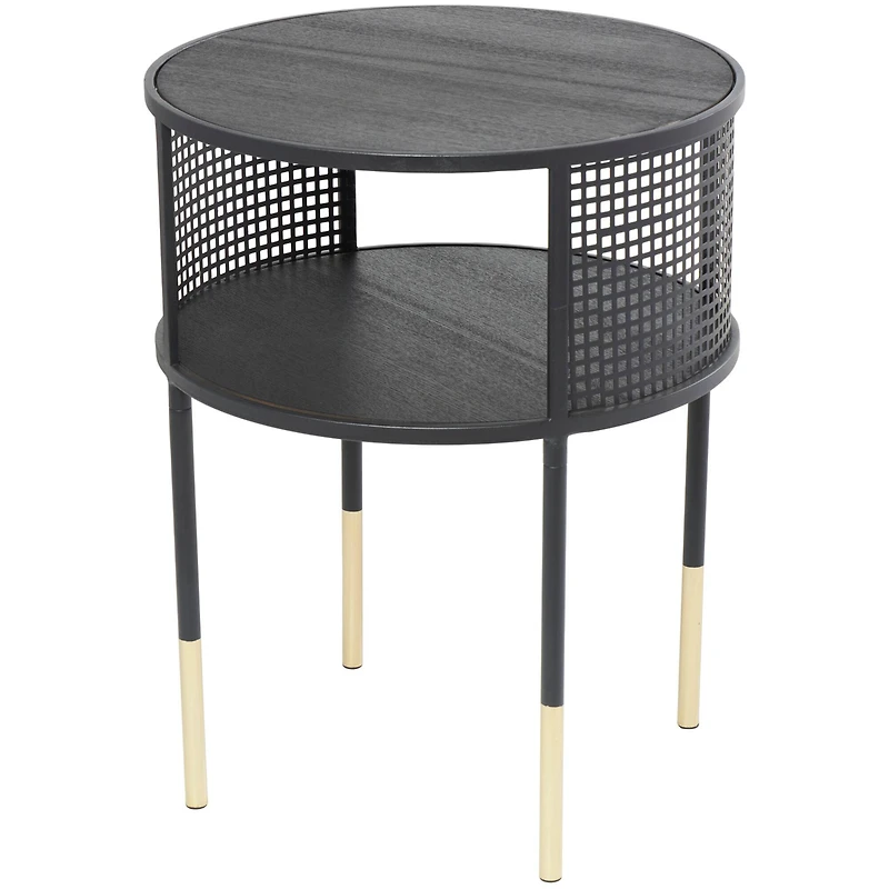 21" Black Metal Open Grid Frame Accent Table