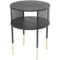 21" Black Metal Open Grid Frame Accent Table