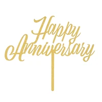 12 Pack: Gold Glitter Happy Anniversary Cake Topper by Celebrate It™