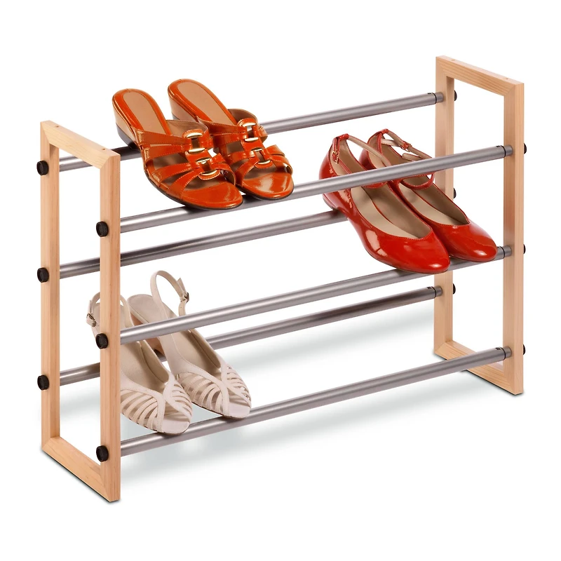 Honey Can Do 3-Tier Wood & Metal Shoe Rack