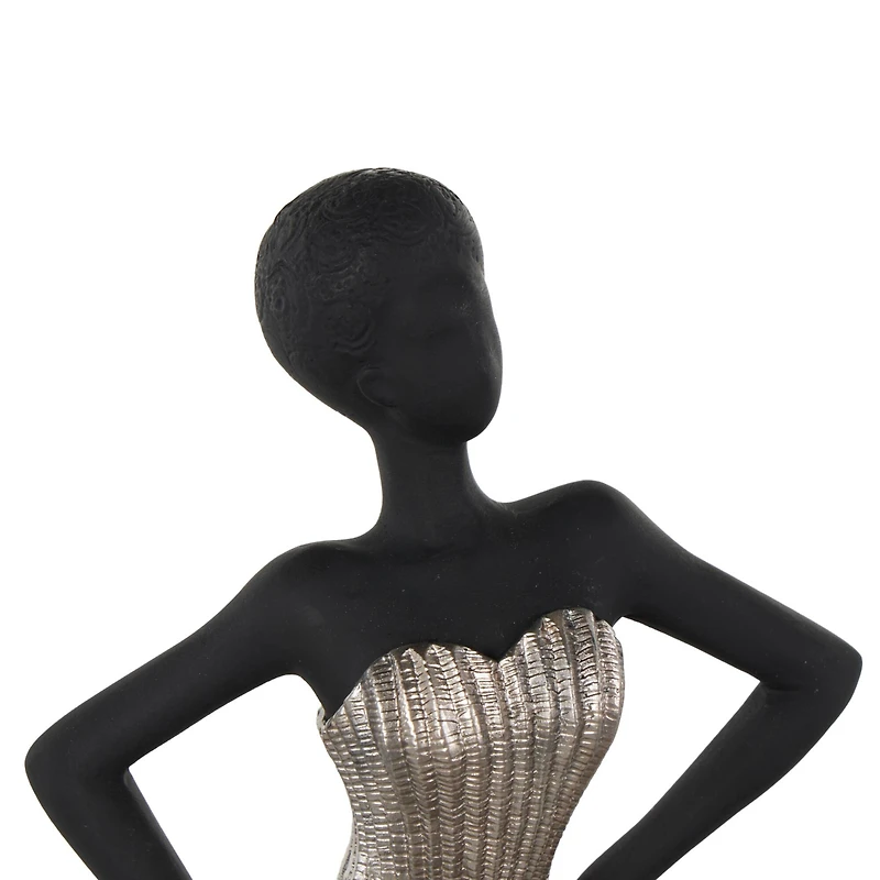 14.25" Black & Silver Dancer Decorative Sculpture