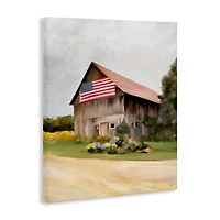 Stupell Industries Rural Americana Home Countryside Farm Flag Painting Canvas Wall Art