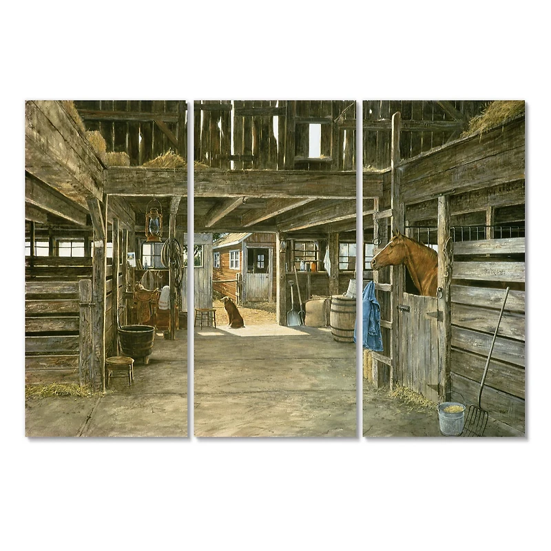 Designart - The Horse In The Barn And Dog In Doorway