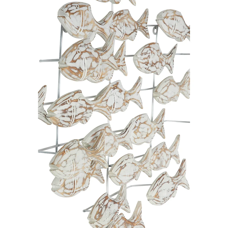 37" White Wood Fish Coastal Wall Decor