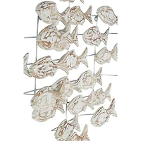37" White Wood Fish Coastal Wall Decor