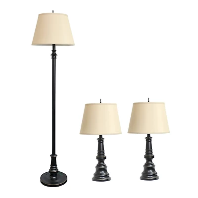 Lalia Home Restoration Bronze Table and Floor Lamp Set
