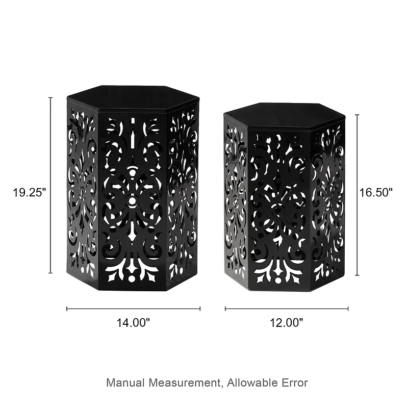 Glitzhome® Floral Motif Hexagonal Garden Stool Set