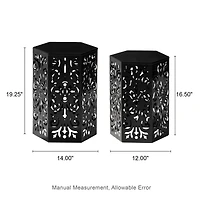 Glitzhome® Floral Motif Hexagonal Garden Stool Set