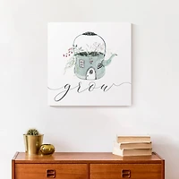 Grow Teapot Floral 16" x 16" Canvas Wall Art
