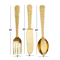 Set of 3 Gold Aluminum Glam Wall Decor, 5" x 33"