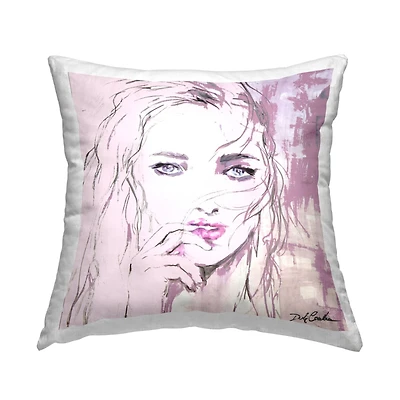 Stupell Industries Trendy Girl Pink Fashion Glam Style Throw Pillow, 18" x 18"