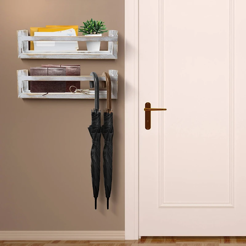 Sorbus 16" Rustic Wood Floating Shelves, 2ct.