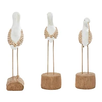 Set of 3 White Polystone Contemporary Sculpture, 15", 15", 14"