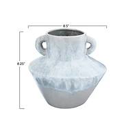 Hello Honey® 8.25" Stoneware Vase With Reactive Glaze Finish & Vertical Handles