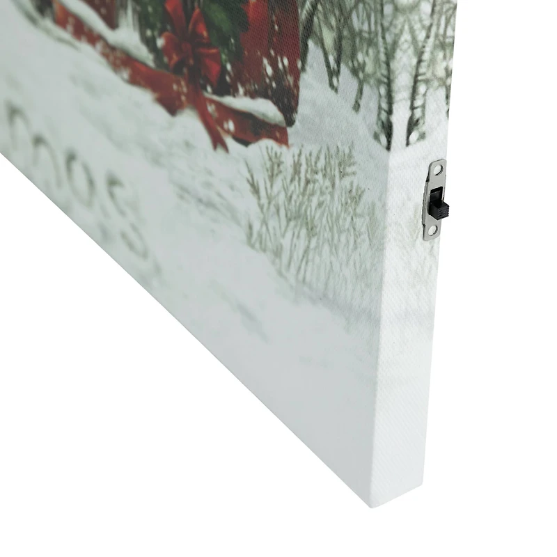 LED Lighted Truck & Tree Christmas Canvas Wall Art