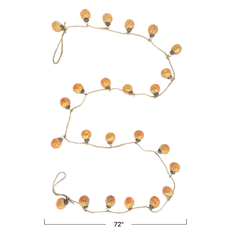 Hello Honey® 6ft. Apricot Embossed Mercury Glass Ball Ornament Garland on Jute String