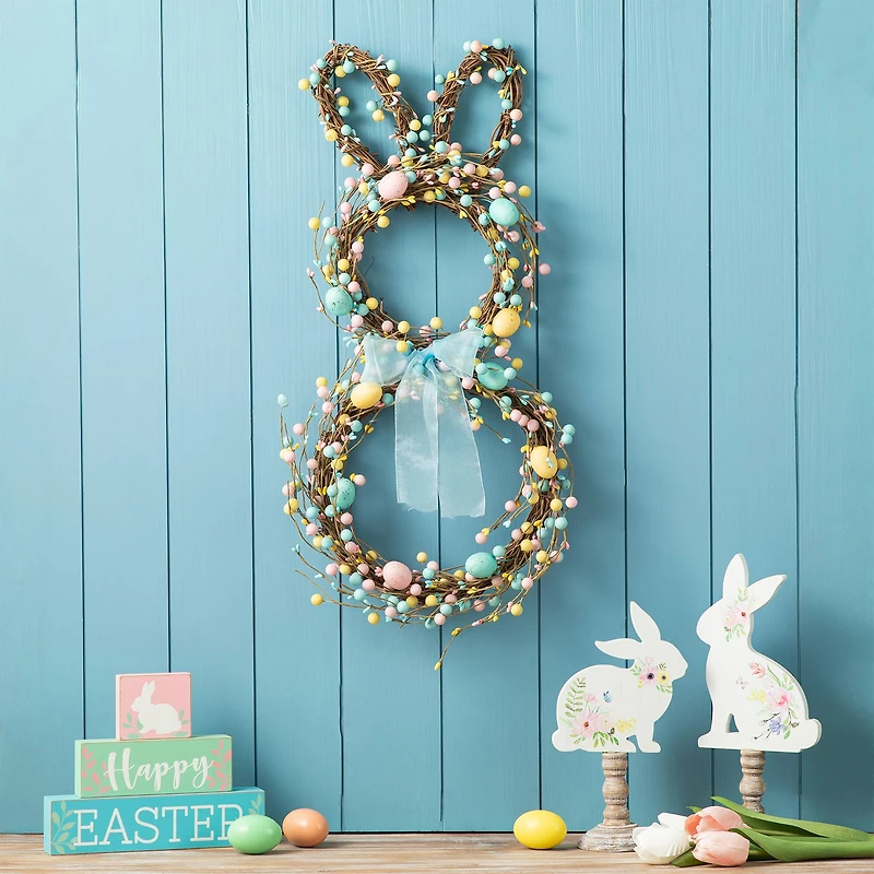 Glitzhome® 24.5" Easter Bunny Wreath