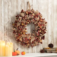 Glitzhome® 18.5" Fall Plaid Fabric Wreath